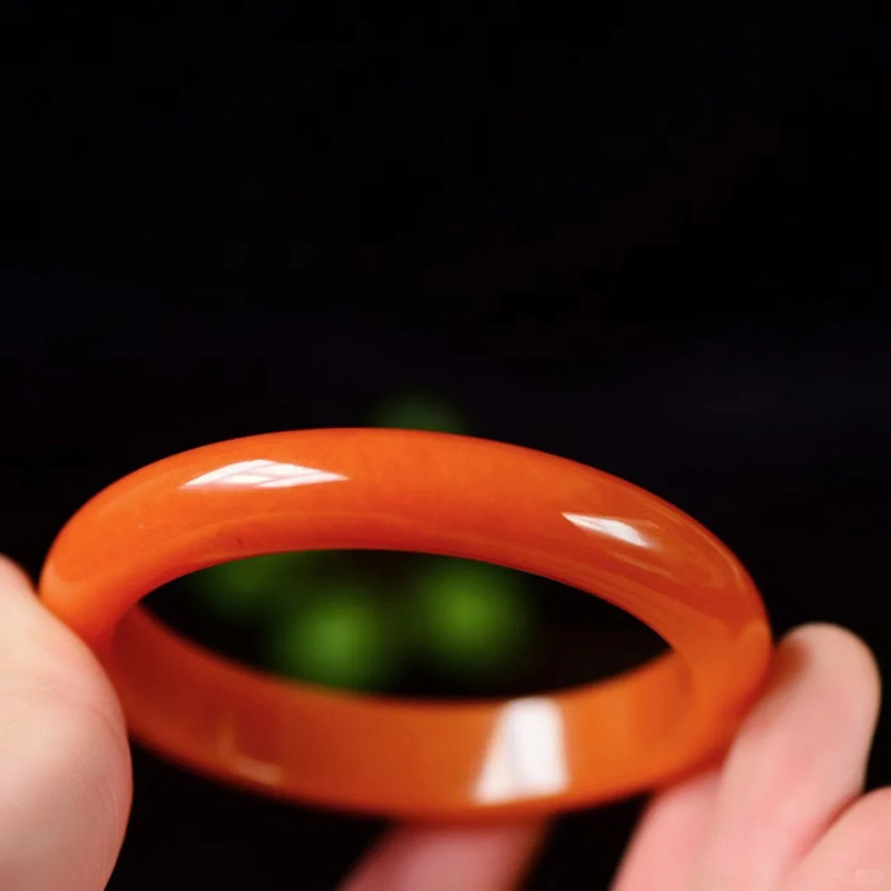 图片[1]-A货翡翠满色红翡正装版手镯色泽艳丽圈口红红火火